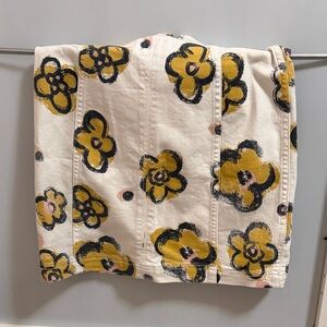 Free People Floral Mini Skirt in Yellow and Black